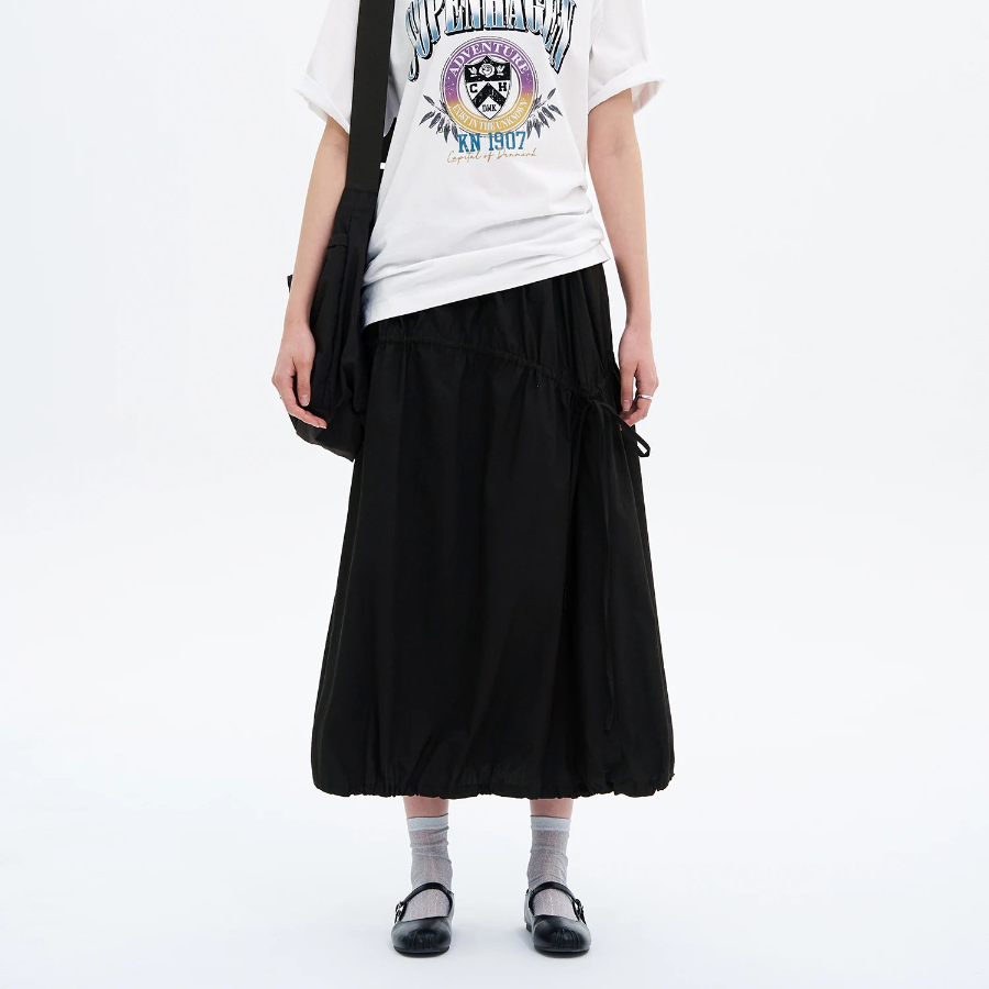8 seconds Cotton String Long Skirt - Black