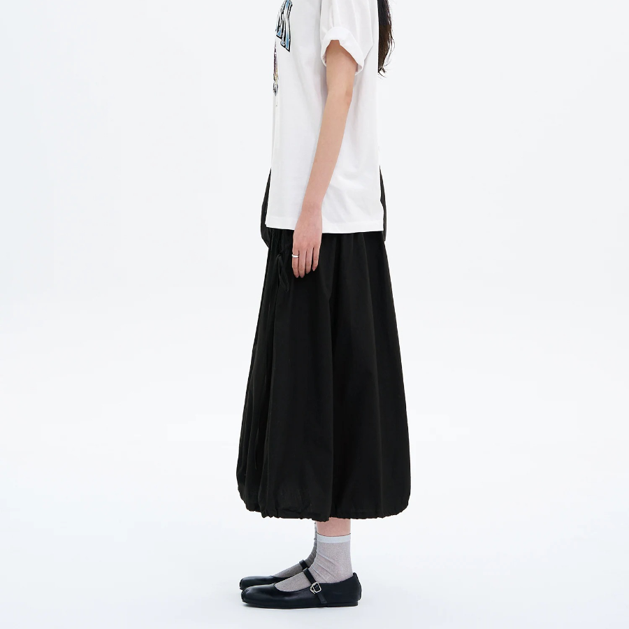 8 seconds Cotton String Long Skirt - Black