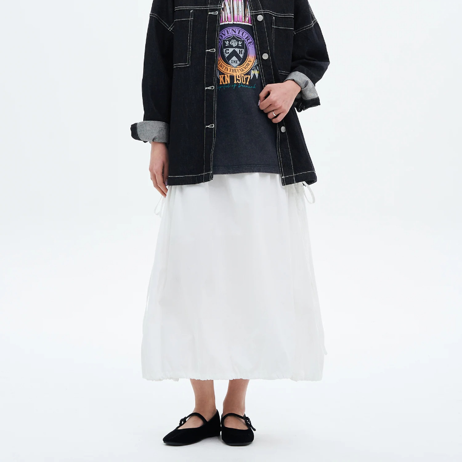 8 seconds Cotton String Long Skirt - White