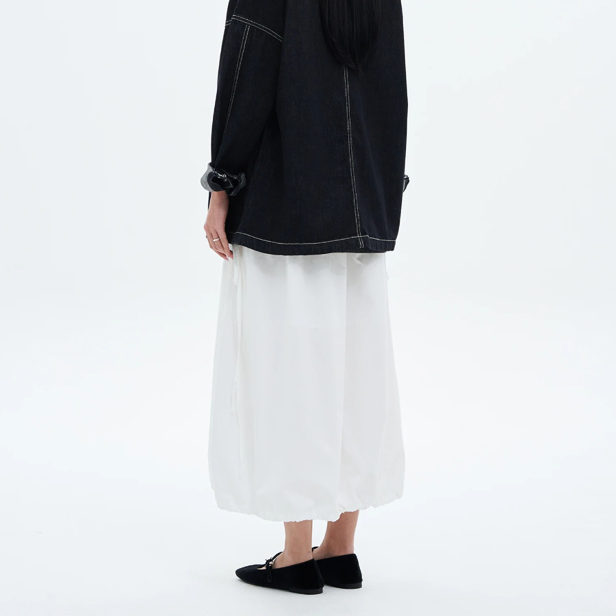 8 seconds Cotton String Long Skirt - White