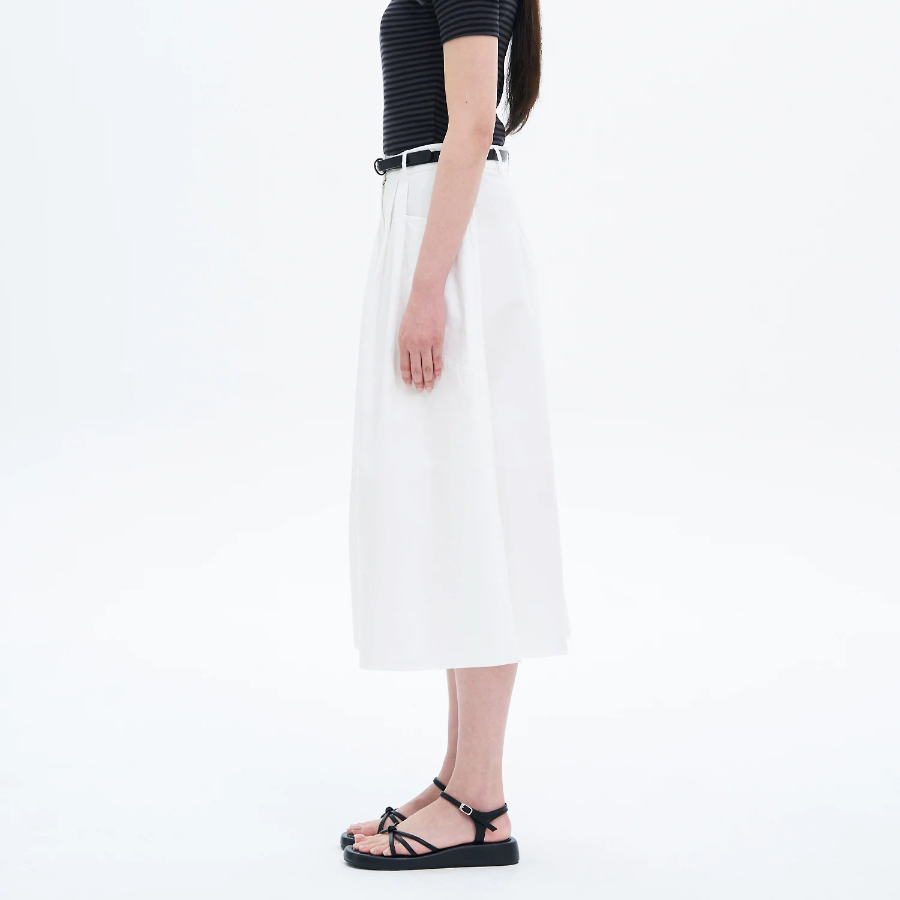 8 seconds Belted Long Skirt - White