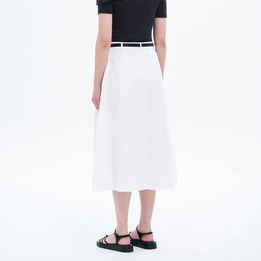 8 seconds Belted Long Skirt - White