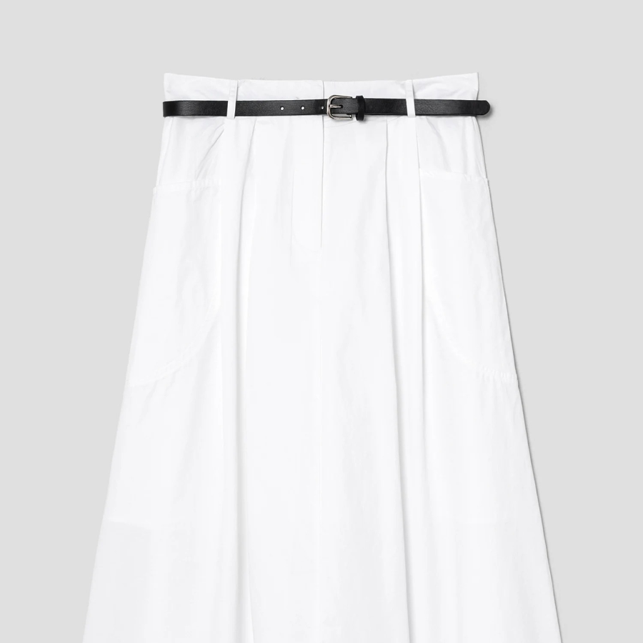 8 seconds Belted Long Skirt - White