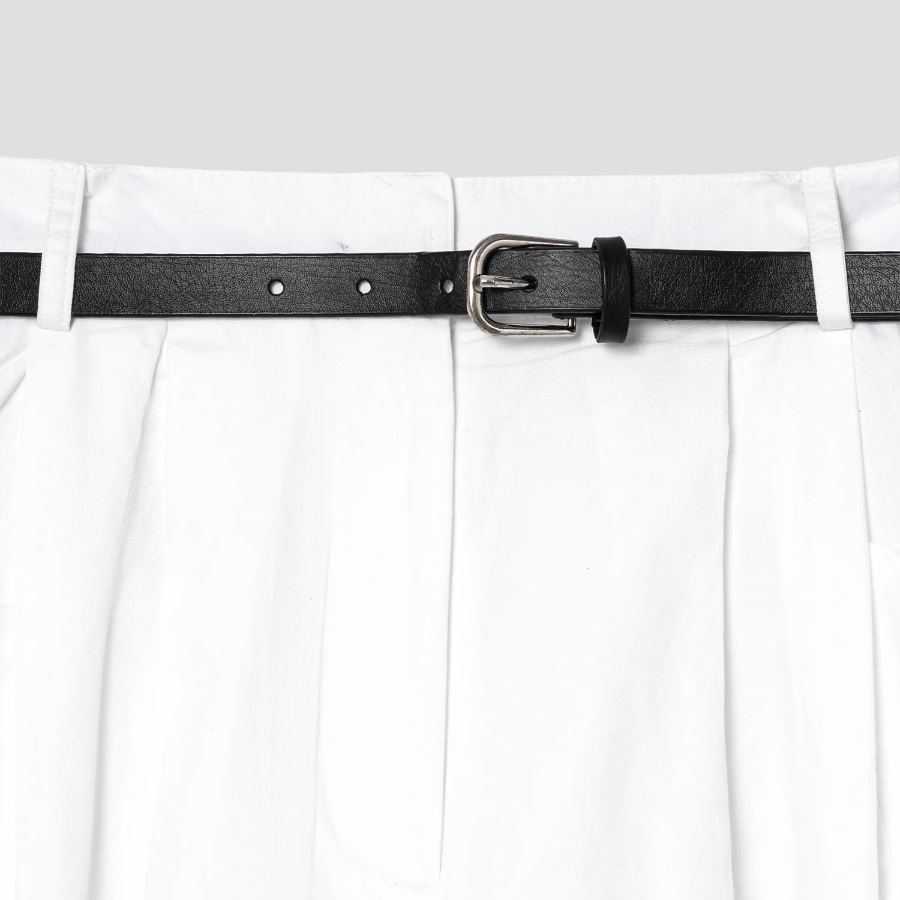 8 seconds Belted Long Skirt - White