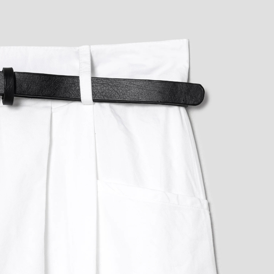 8 seconds Belted Long Skirt - White