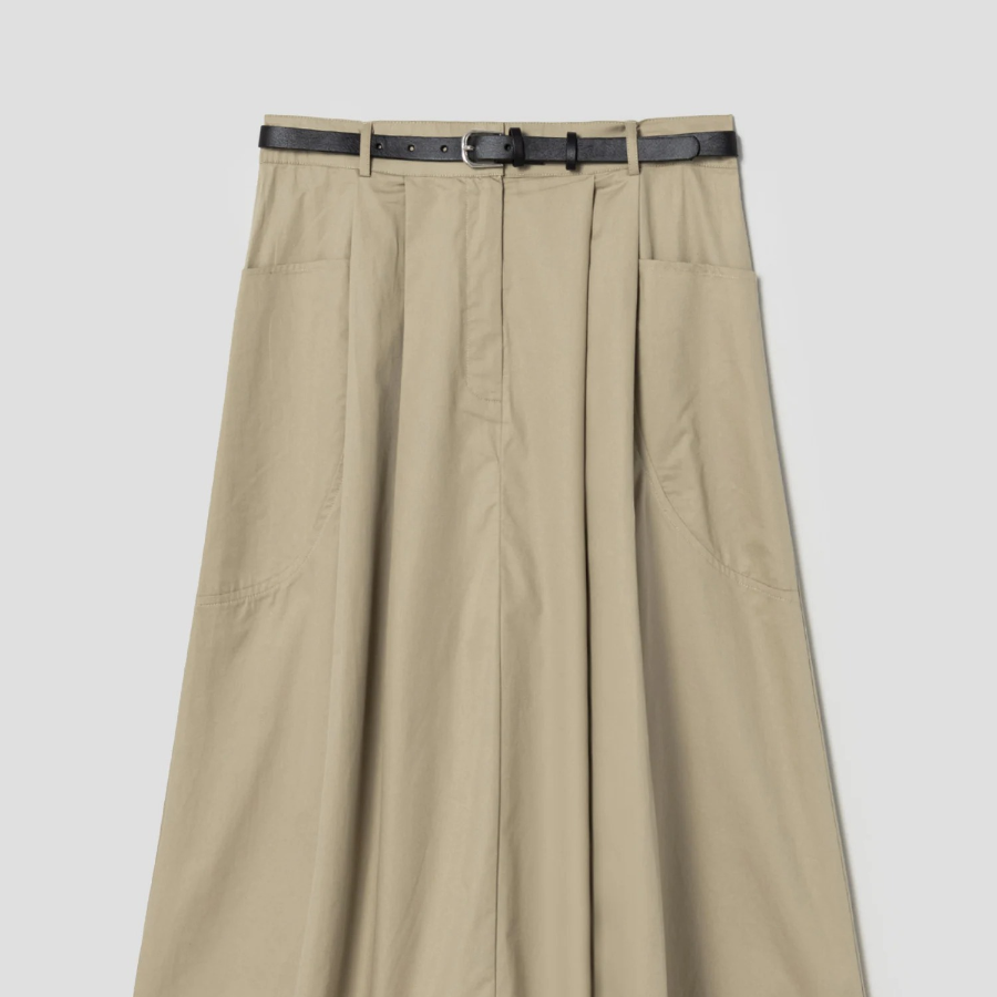 8 seconds Belted Long Skirt - Beige