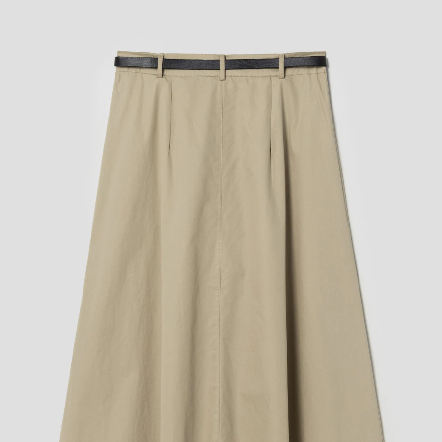 8 seconds Belted Long Skirt - Beige