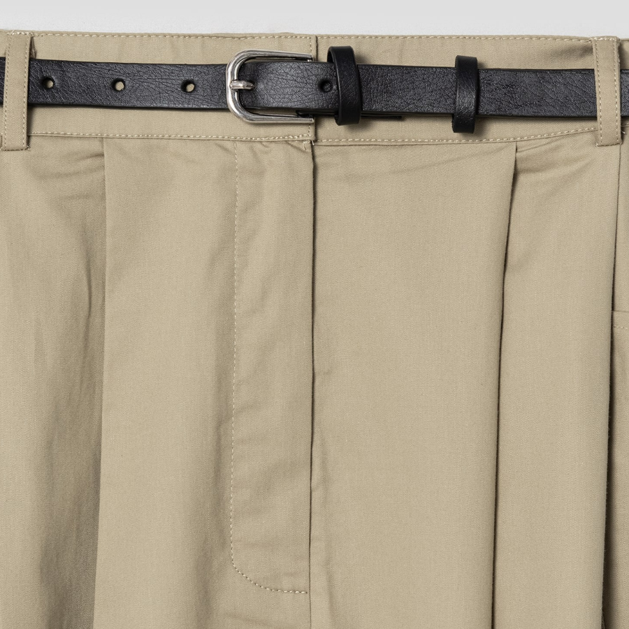 8 seconds Belted Long Skirt - Beige