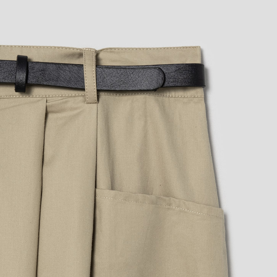 8 seconds Belted Long Skirt - Beige