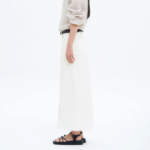 8 seconds White Long Denim Skirt - Ivory