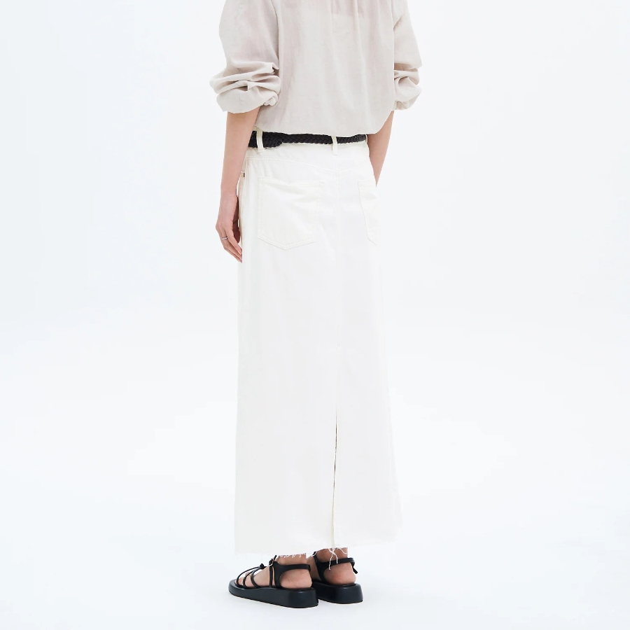 8 seconds White Long Denim Skirt - Ivory