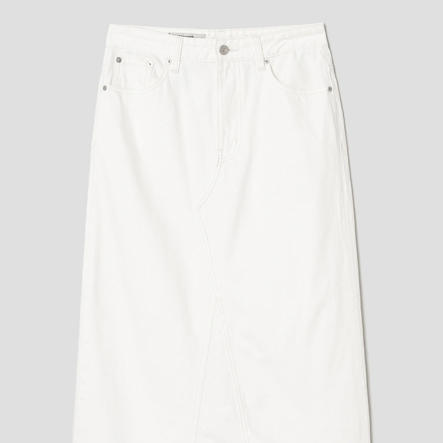 8 seconds White Long Denim Skirt - Ivory