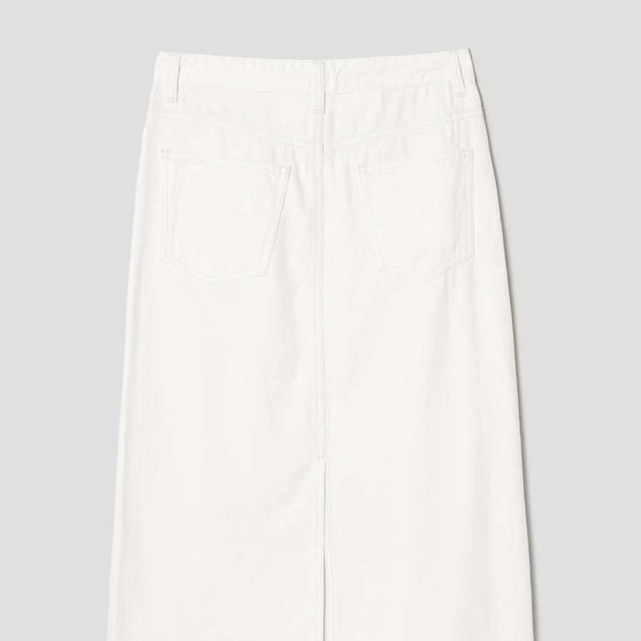 8 seconds White Long Denim Skirt - Ivory