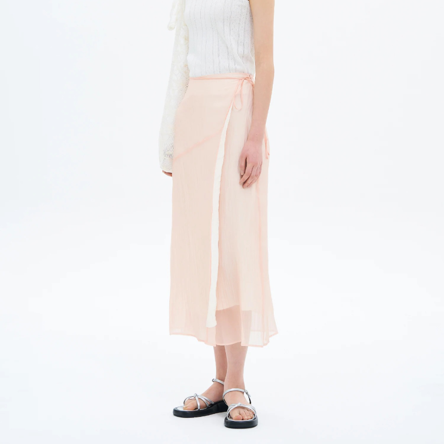 8 seconds Sheer Colorblock Skirt - Light Pink