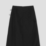 8 seconds 40s Cotton Nylon Ribbon Wrap Long Skirt - Black