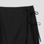 8 seconds 40s Cotton Nylon Ribbon Wrap Long Skirt - Black