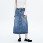 8 seconds Front Pocket Denim Long Skirt - Blue