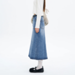8 seconds Front Pocket Denim Long Skirt - Blue