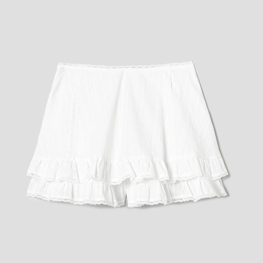 8 seconds Lace Trimming Skirt - White