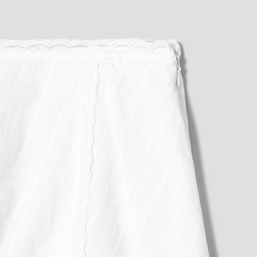 8 seconds Lace Trimming Skirt - White