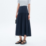 8 seconds Shirring Long Skirt - Navy