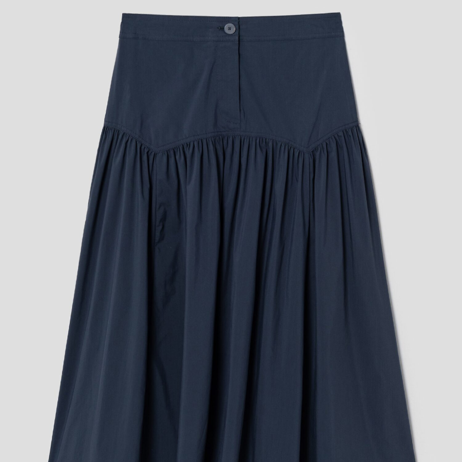 8 seconds Shirring Long Skirt - Navy