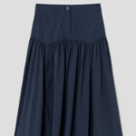 8 seconds Shirring Long Skirt - Navy