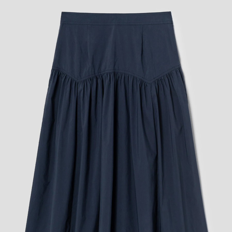 8 seconds Shirring Long Skirt - Navy
