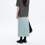 8 seconds Washed Denim Long Skirt - Sky Blue