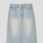 8 seconds Washed Denim Long Skirt - Sky Blue