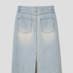 8 seconds Washed Denim Long Skirt - Sky Blue