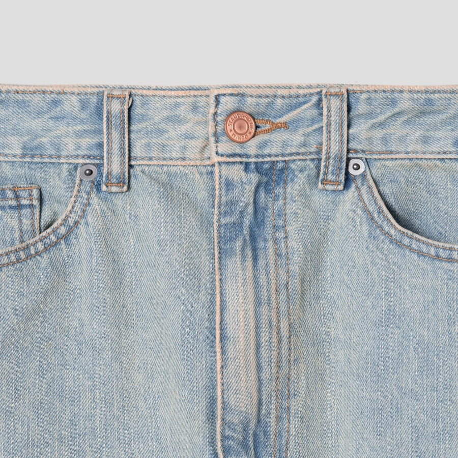 8 seconds Washed Denim Long Skirt - Sky Blue