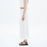 8 seconds Button Detail A-Line Long Skirt - White