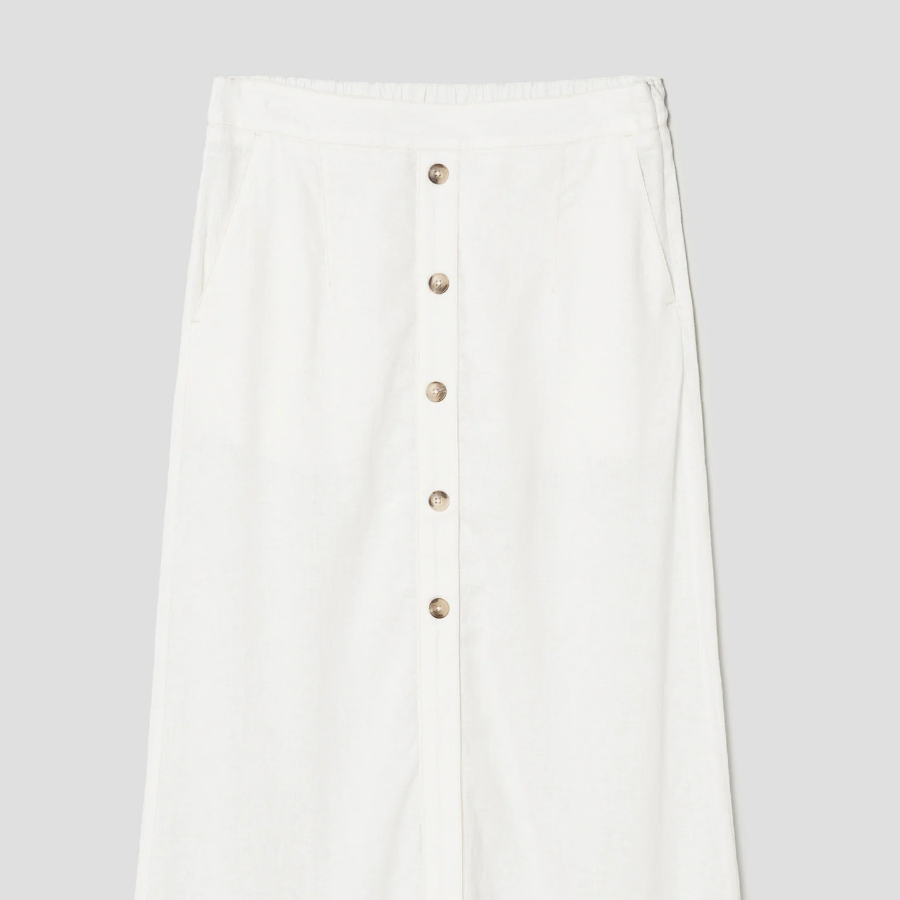 8 seconds Button Detail A-Line Long Skirt - White