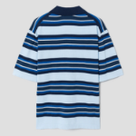 Maison Kitsune Men Fine Gauge Striped Polo - Cirrus Blue/Ink Blue