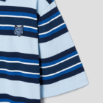 Maison Kitsune Men Fine Gauge Striped Polo - Cirrus Blue/Ink Blue
