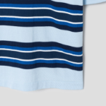 Maison Kitsune Men Fine Gauge Striped Polo - Cirrus Blue/Ink Blue