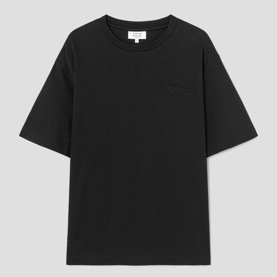 Maison Kitsune Men Embossed Profile Fox Oversize Tee-Shirt - Black