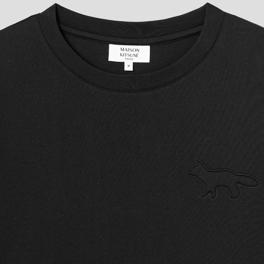 Maison Kitsune Men Embossed Profile Fox Oversize Tee-Shirt - Black