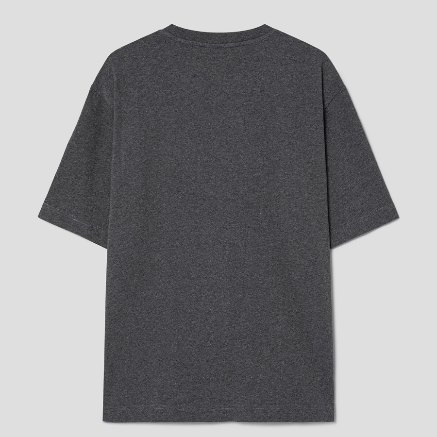 Maison Kitsune Men Bold Fox Head Patch Oversize Tee Shirt - Dark Grey Melange