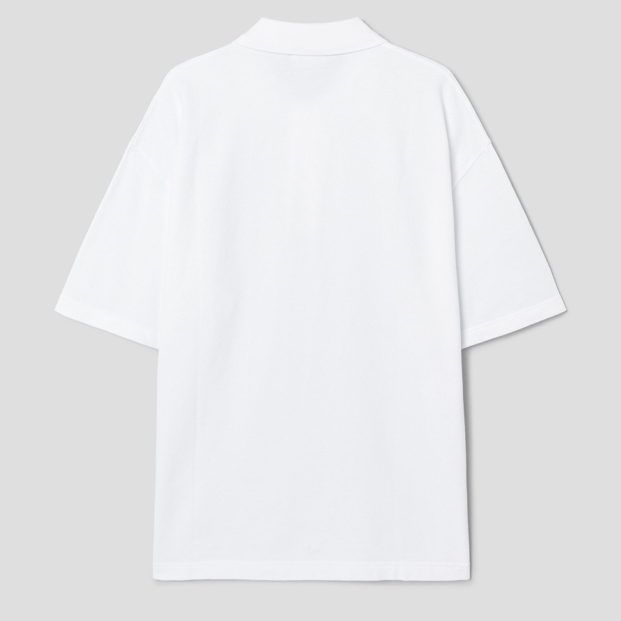 Maison Kitsune Men Bold Fox Head Patch Oversize Polo - White