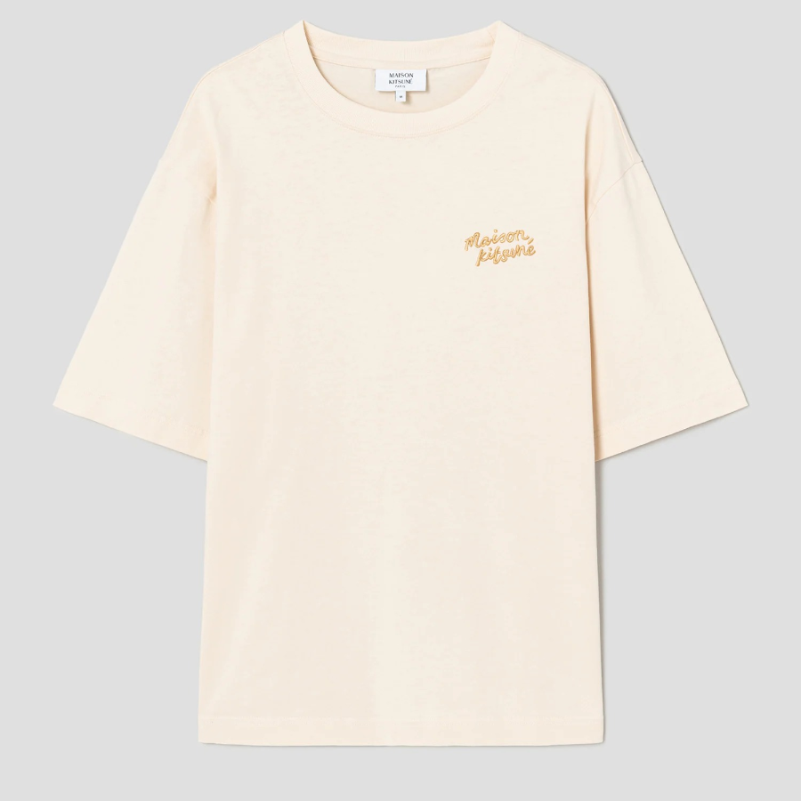 Maison Kitsune Men Maison Kitsune Handwriting Embroidery Oversize Tee - Alabaster