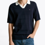 TOMMY HILFIGER [Official Headquarters] Stripe Structure Polo Knit