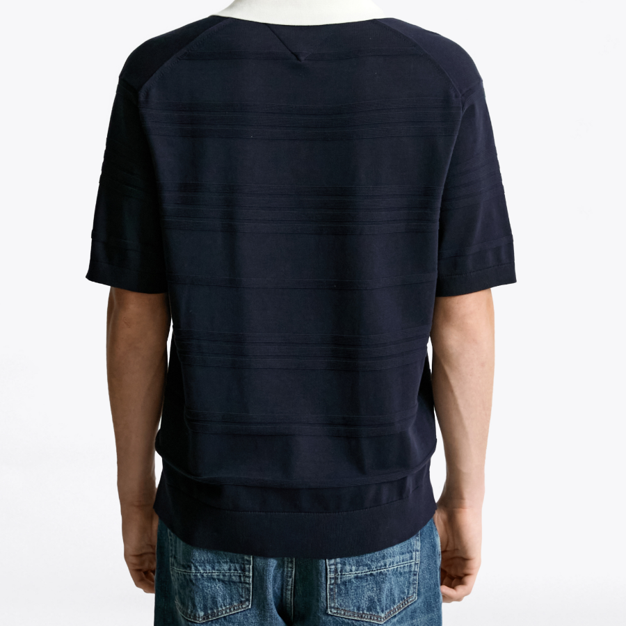 TOMMY HILFIGER [Official Headquarters] Stripe Structure Polo Knit