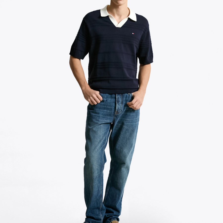 TOMMY HILFIGER [Official Headquarters] Stripe Structure Polo Knit