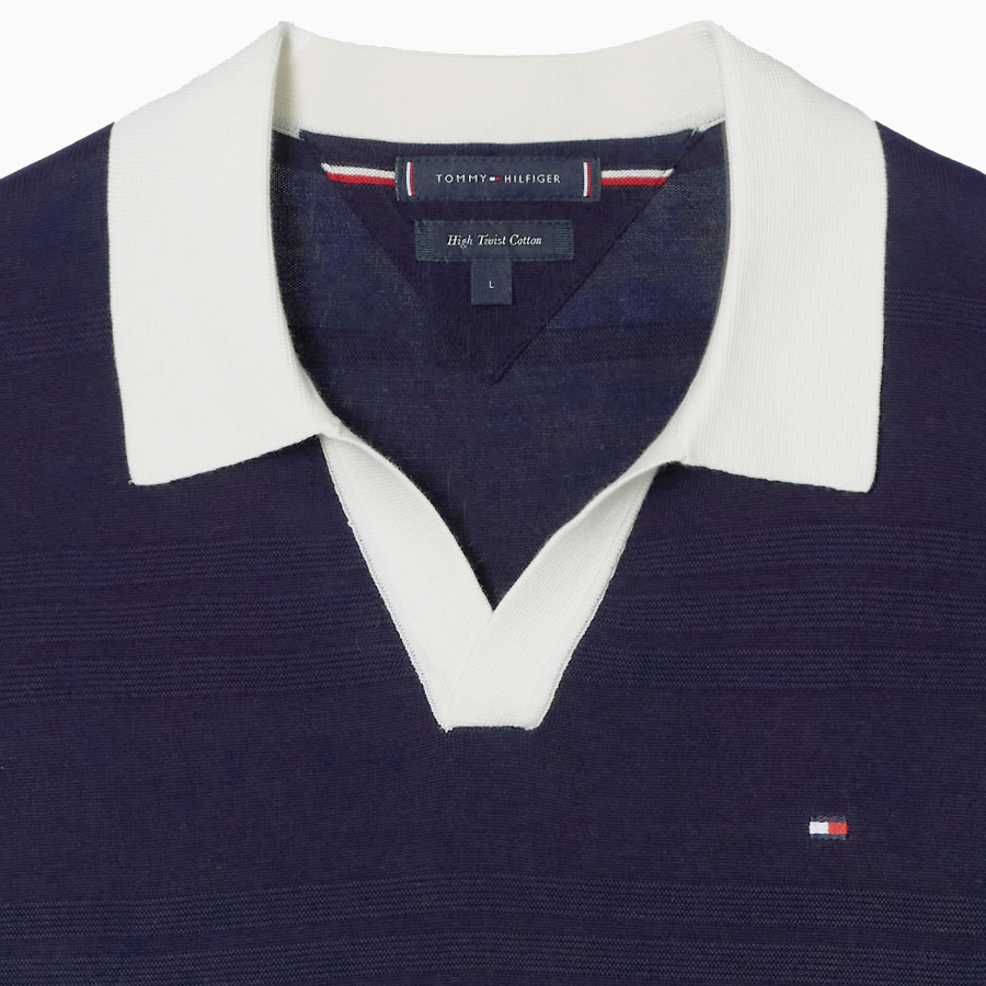 TOMMY HILFIGER [Official Headquarters] Stripe Structure Polo Knit