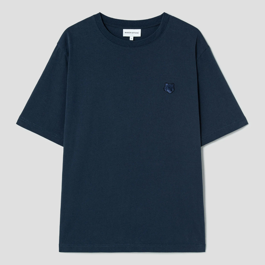 Maison Kitsune Men Tonal Fox Head Patch Comfort Tee Shirt - Ink Blue