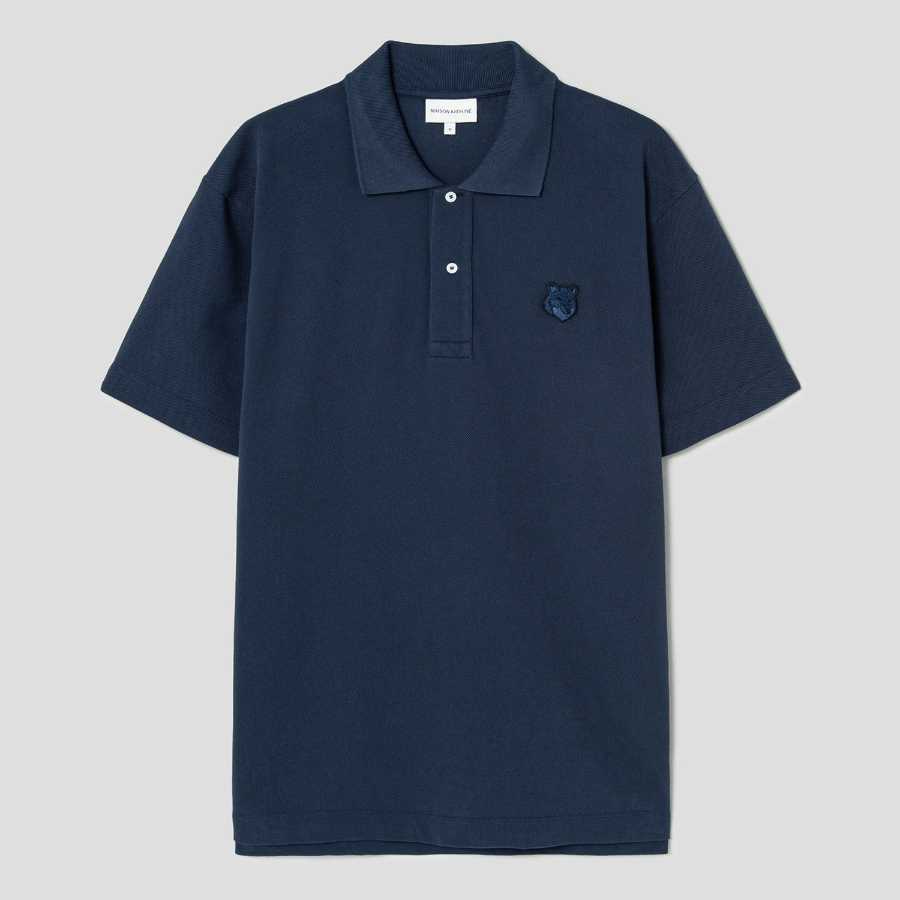Maison Kitsune Men Tonal Fox Head Patch Comfort Polo - Ink Blue