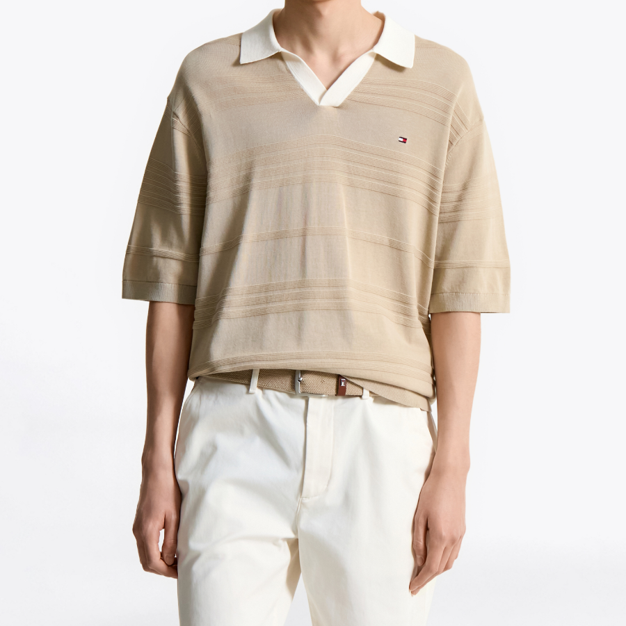 TOMMY HILFIGER [Official Headquarters] Stripe Structure Polo Knit