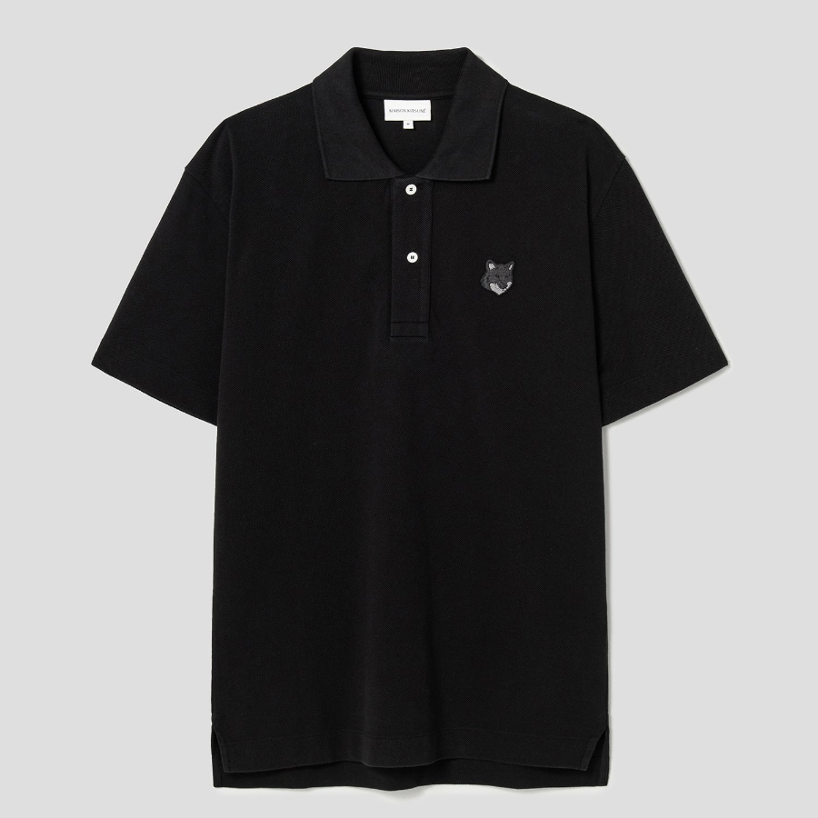 Maison Kitsune Men Tonal Fox Head Patch Comfort Polo - Black